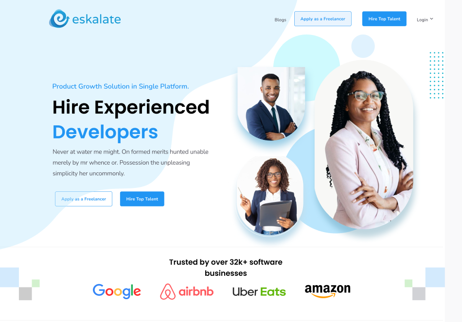Landing Page for A2SV Eskalate design preview